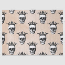 Kronenweißer Schädel auf Tan Decoupage