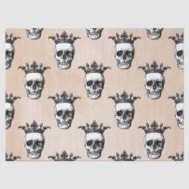 Kronenweißer Schädel auf Tan Decoupage Seidenpapier