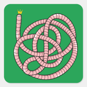Kronenwurm aus Cartoon Quadratischer Aufkleber