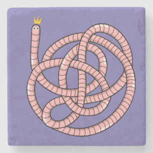 Kronenwurm aus Cartoon Steinuntersetzer