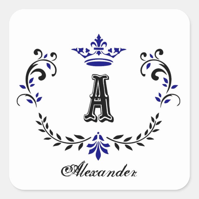 Kronkleider für eine Monogramm-Hochzeit Quadratischer Aufkleber (Vorderseite)
