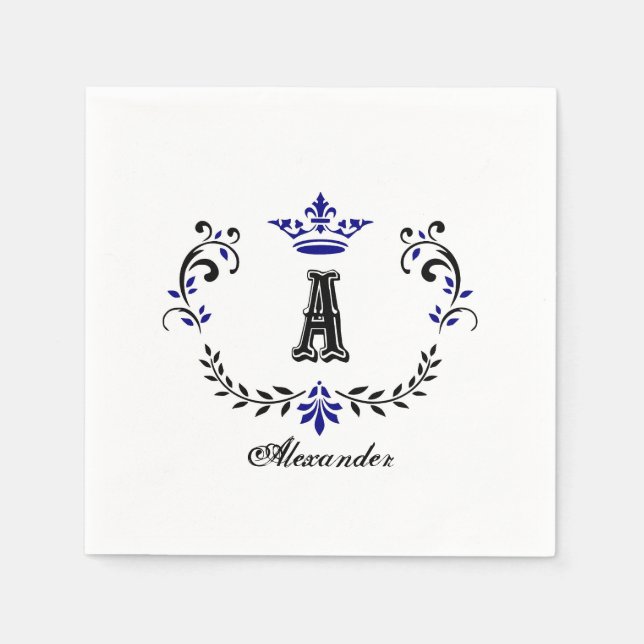 Kronkleider für eine Monogramm-Hochzeit Serviette (Vorderseite)