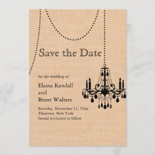 Kronleuchter auf Jute Save the Date