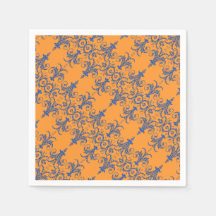 Kronleuchter aus blau-orangefarbenem Stoff Serviette