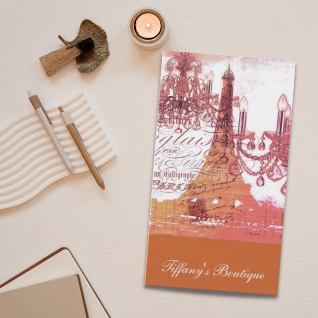 Kronleuchter aus Eiffelturm Visitenkarte (orange scripts chandelier paris eiffel tower business card)