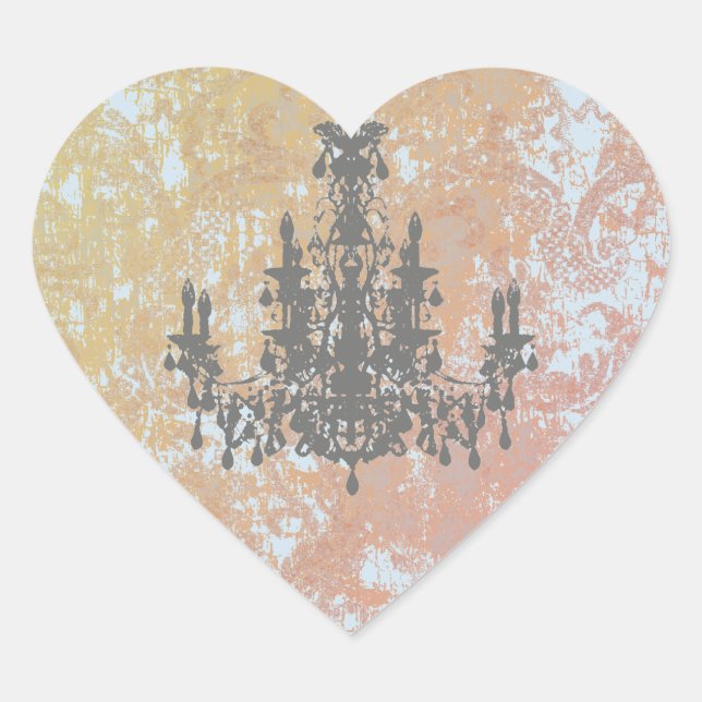 Kronleuchter - FARBE / FORM / GRÖSSE Herz-Aufkleber (Vorderseite)
