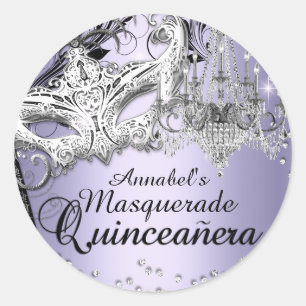 Kronleuchter-Maskerade Lila Quinceanera-Aufkleber Runder Aufkleber