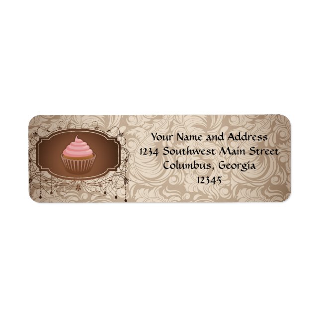 Kronleuchter-Rahmen Cupcake Pink und Brown Damask (Vorne)