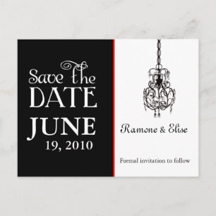 Kronleuchter Schwarz Save the Date weiß Ankündigungspostkarte