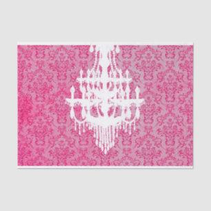 Kronleuchter-Silhouette und rosa Damaskus Seidenpapier