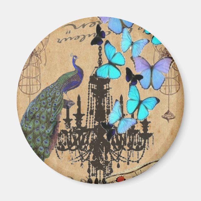 Kronleuchter Vintager Pfauenblauer Schmetterling Magnet (Vorne)