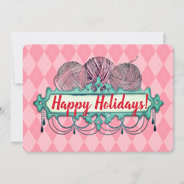 Kronleuergarn aus Strickfaser Weihnachtskarte Feiertagskarte (Vorderseite)