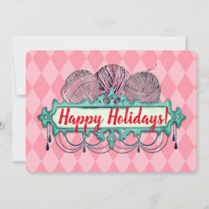 Kronleuergarn aus Strickfaser Weihnachtskarte Feiertagskarte