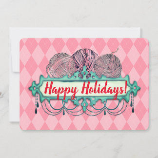 Kronleuergarn aus Strickfaser Weihnachtskarte Feiertagskarte