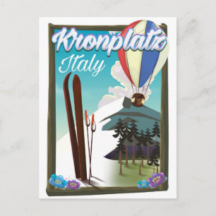 Kronplatz Italien Ski Reiseplakat Postkarte