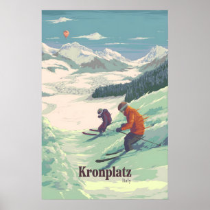 Kronplatz Italien Skigebiet Reiseplakat Poster