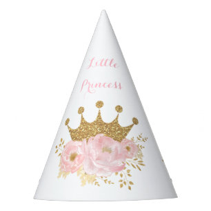 Kronprinzessin Blush Gold Floral Birthday Girl Partyhütchen
