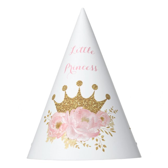 Kronprinzessin Blush Gold Floral Birthday Girl Partyhütchen (Vorderseite)