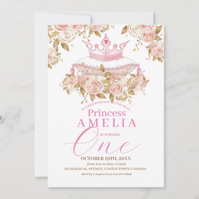 Kronprinzessin Rose erste Geburtstagspartei Einladung (Vorderseite)