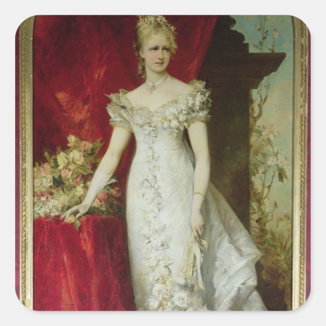 Kronprinzessin Stephanie von Belgien Quadratischer Aufkleber (Vorderseite)