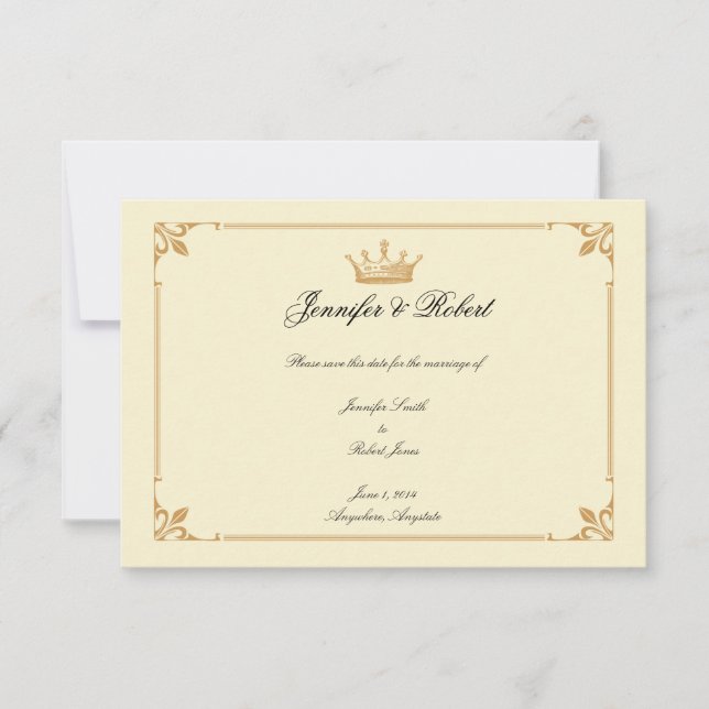 Kronregulierung in Gold und Elfenbein Save the Dat Date (Vorderseite)