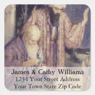 Krönt von dem Weihnachtsanstandssiegel der drei Kö Quadratischer Aufkleber