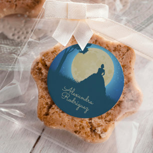 Krönte Silhouette mit dem Monde Quinceanera Runder Aufkleber