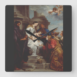 Krönung der heiligen Rosalia von Anthony van Dyck Quadratische Wanduhr