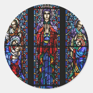 Krönung von Mary Stainted Glass Art Runder Aufkleber