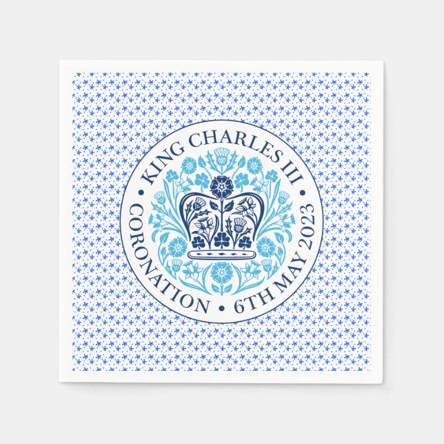 Krönungsemblem des Königs Charles III Serviette (Vorderseite)
