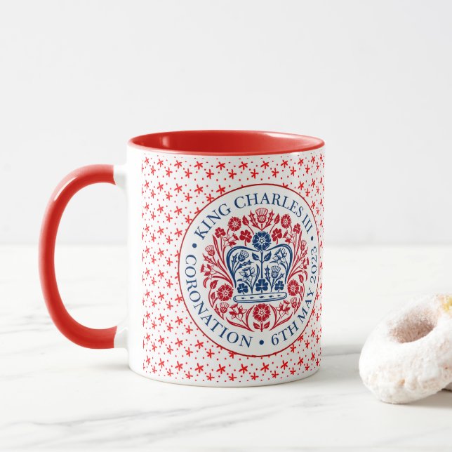 Krönungsemblem des Königs Charles III Tasse (Mit Donut)