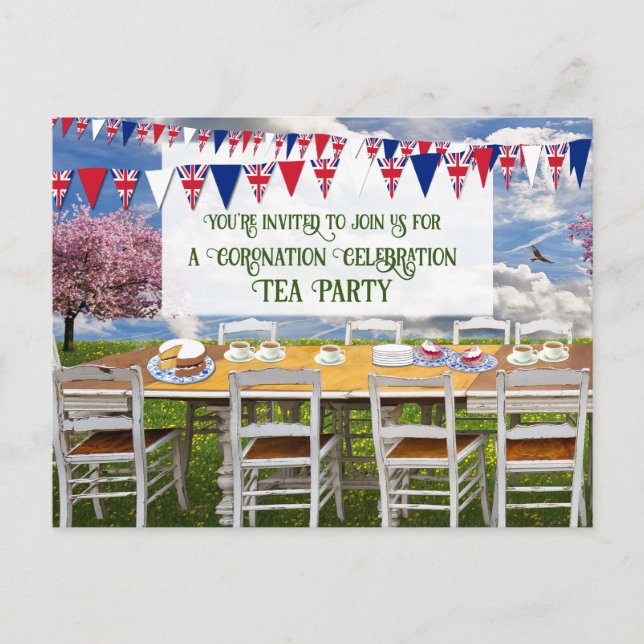 Krönungsfeier Party Einladung Postkarte (Vorderseite)