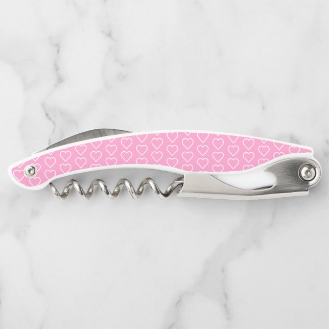Kronziehschraube für rosa Herzen - Farben auswähle Kellnermesser (Rückseite)
