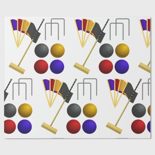 Kroquet-Ausrüstungsset Schlägel Bälle Tore Geschenkpapier (Flach)