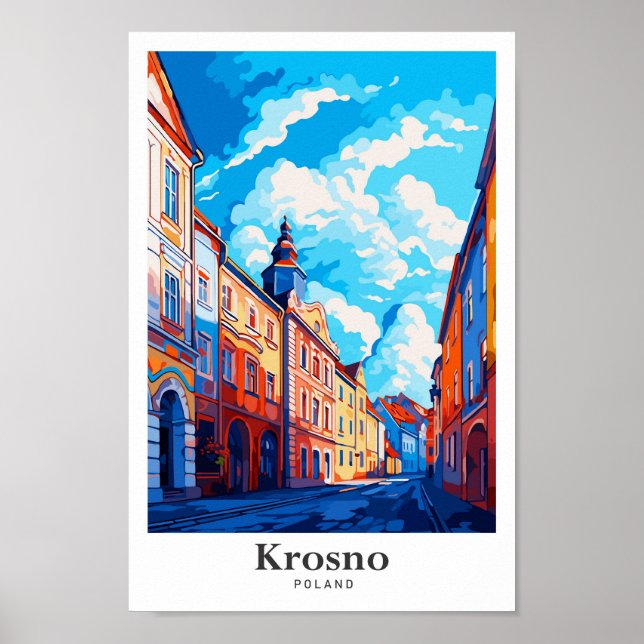 Krosno Poland Vintage Travel Potrait Illustration Poster (Vorne)