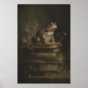 Kröte auf Büchern Dark Academia Wandkunst, Whimsig Poster