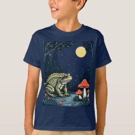Kröte sucht nach Pilzen in einem mondbeschienenen  T-Shirt