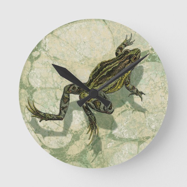 Kröte Swinning im Wasser Runde Wanduhr (Vorderseite)