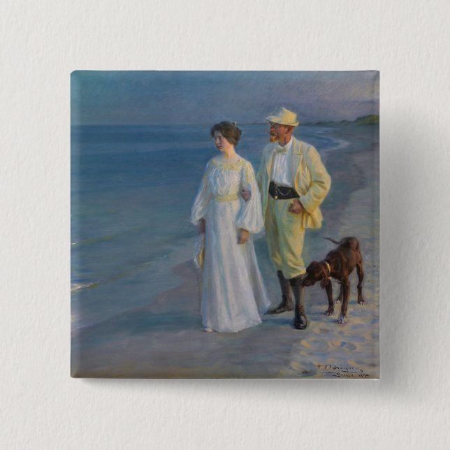 Kroyer - Der Künstler und seine Ehefrau am Strand Button (Vorderseite)