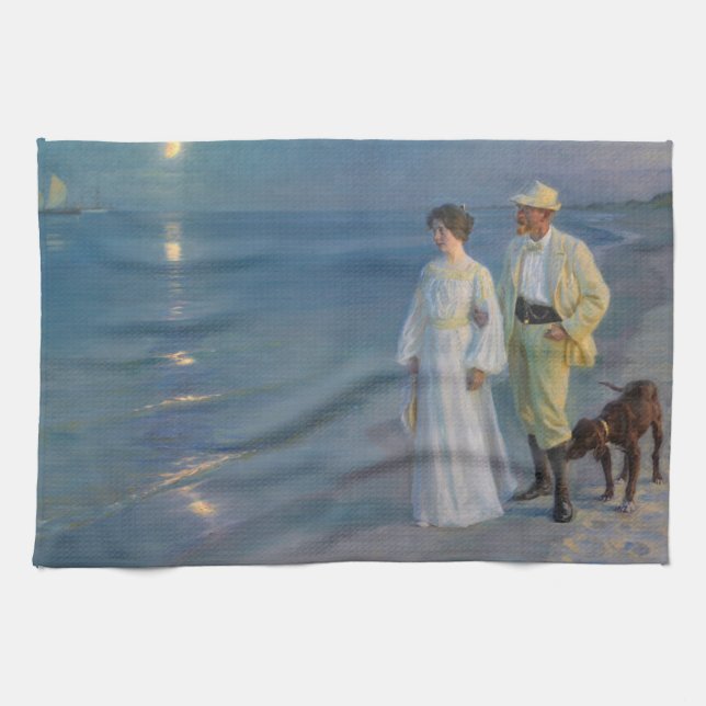 Kroyer - Der Künstler und seine Ehefrau am Strand Geschirrtuch (Horizontal)
