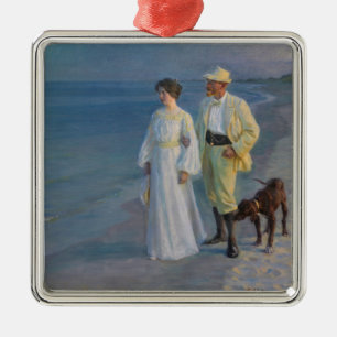 Kroyer - Der Künstler und seine Ehefrau am Strand Ornament Aus Metall