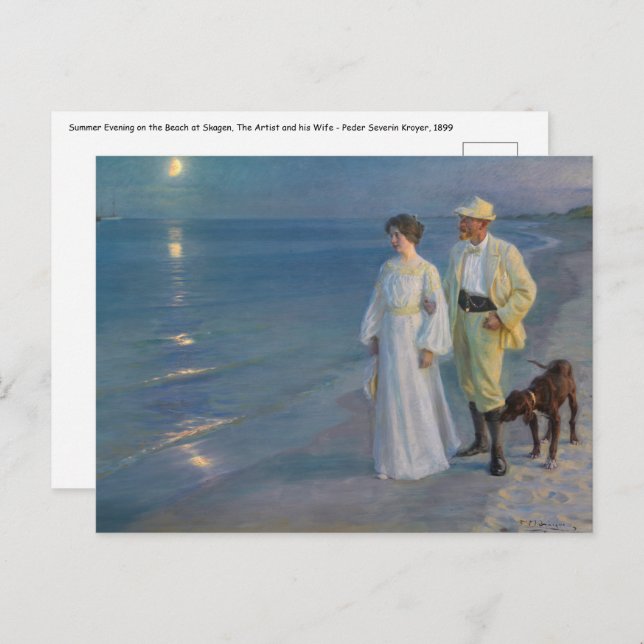 Kroyer - Der Künstler und seine Ehefrau am Strand Postkarte (Vorne/Hinten)