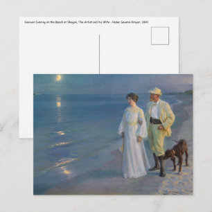 Kroyer - Der Künstler und seine Frau am Strand Postkarte
