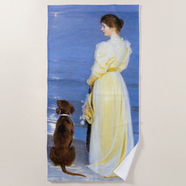 Kroyer - Die Ehefrau und der Hund des Künstlers an Strandtuch (Vorderseite)