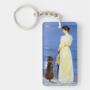 Kroyer - Die Frau des Künstlers und Hund am Ufer Schlüsselanhänger