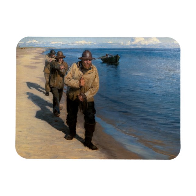 Kroyer - Drei Fischer ziehen ein Boot Magnet (Horizontal)