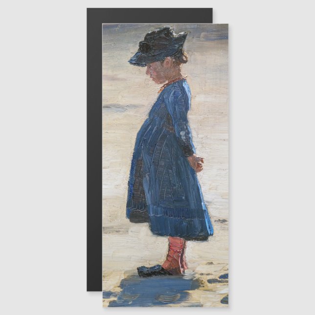 Kroyer - Little Girl on Skagen Beach Magnetkarte (Vorne/Hinten)