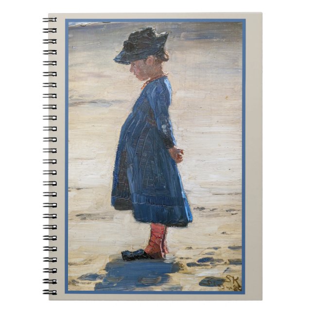 Kroyer - Little Girl stehend am Skagen Beach Notizblock (Vorderseite)