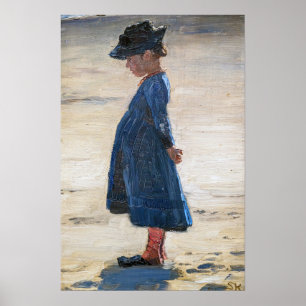 Kroyer - Little Girl stehend am Skagen Beach Poster