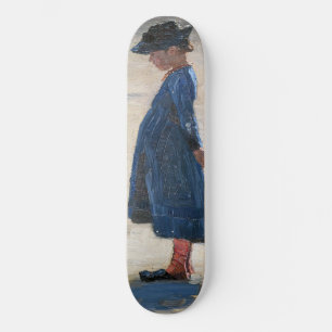 Kroyer - Little Girl stehend am Skagen Beach Skateboard